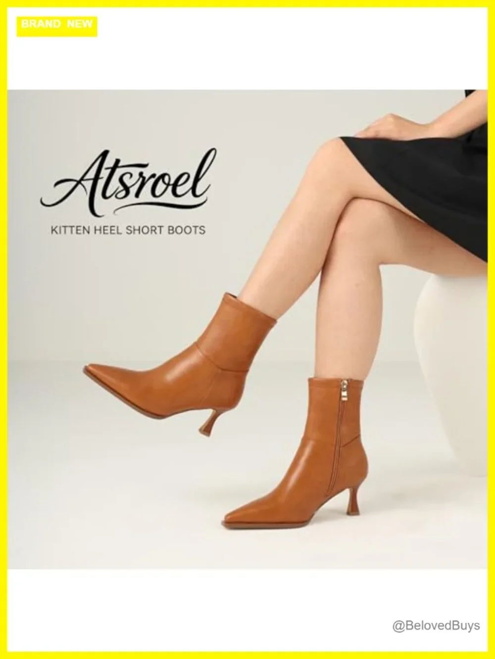 Pointed Toe Kitten Heel Ankle Boots with Side Zip